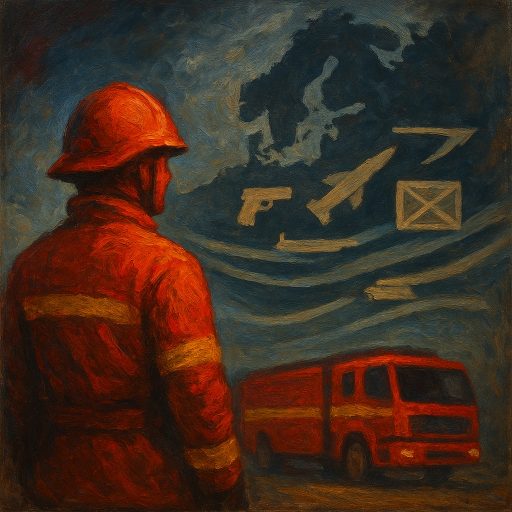 Die Feuerwehr übt eine Katastrophenlage nach einem Unfall während eines Munitionstransports. |