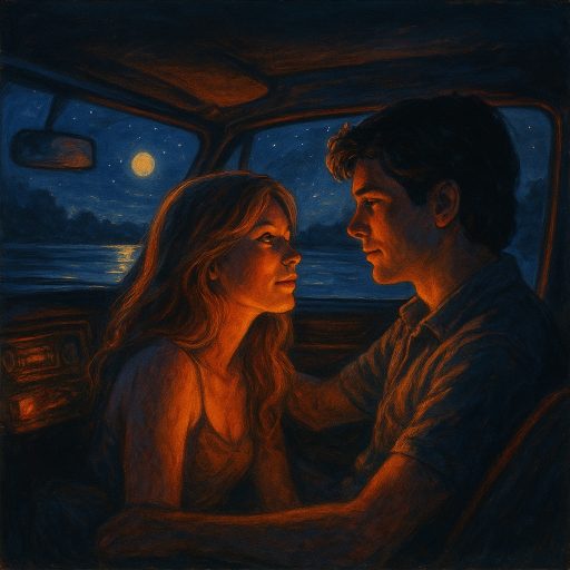 Obwohl es in der tiefen, dunklen Nacht kalt und einsam ist, kann ich das Paradies im Licht des Armaturenbretts&nbsp;sehen.