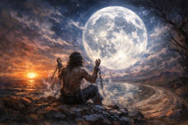 Ich schaue zu, wie sich der Sonnenschein langsam im Meer&nbsp;versinkt.